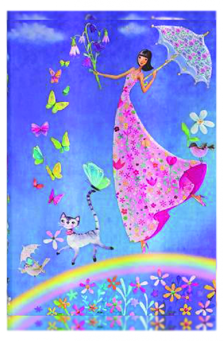 Libreta arcoiris de primavera midi con lineas con banda elastica