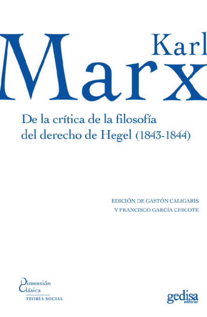 De la crítica de la filosofía del derecho de Hegel (1843-1844)